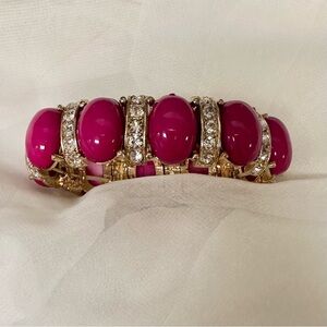 BANANA REPUBLIC Magenta Gold Crystal Stretch Bracelet